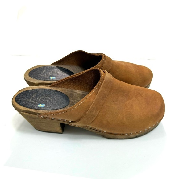 Lottas From Stockholm Swedish Oiled Nubuck Leather Mule Clogs Tan Brown Sz 10.5 - Picture 5 of 15